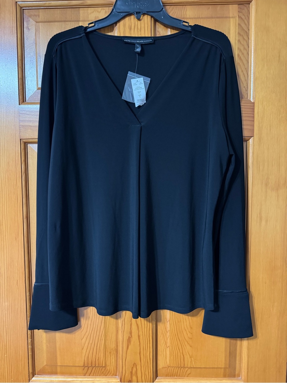 White House Black Market Black V-Neck Long Sleeve Top